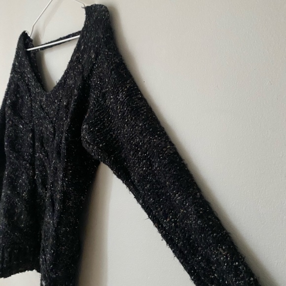 Guess Black Speckled Knit Cut Out Sweater - Picture 4 of 10